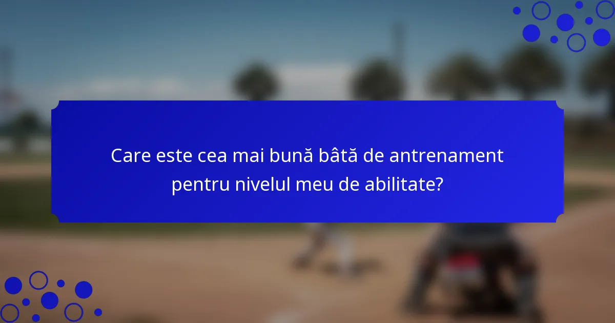 Care este cea mai bună bâtă de antrenament pentru nivelul meu de abilitate?