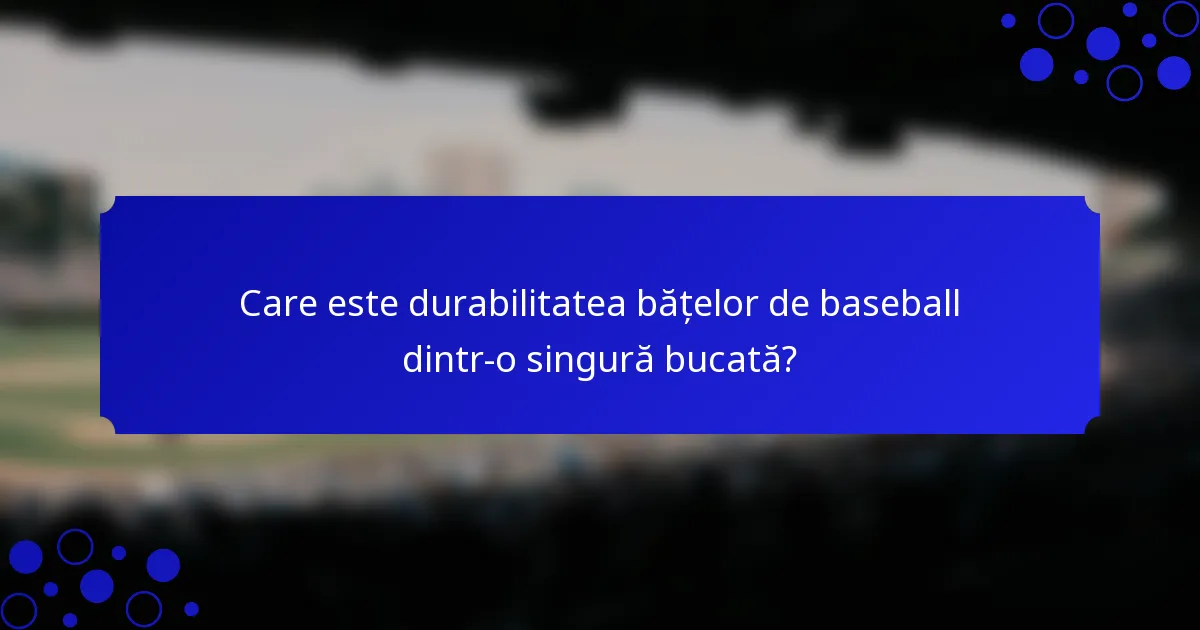 Care este durabilitatea bățelor de baseball dintr-o singură bucată?