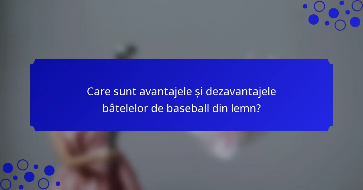 Care sunt avantajele și dezavantajele bâtelelor de baseball din lemn?
