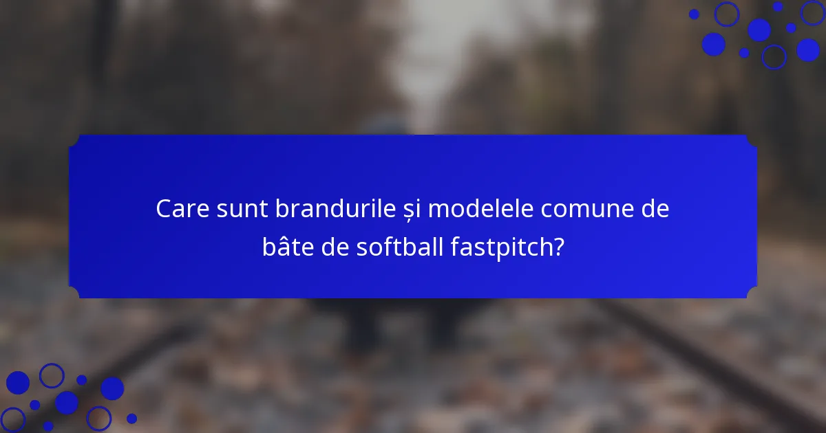 Care sunt brandurile și modelele comune de bâte de softball fastpitch?