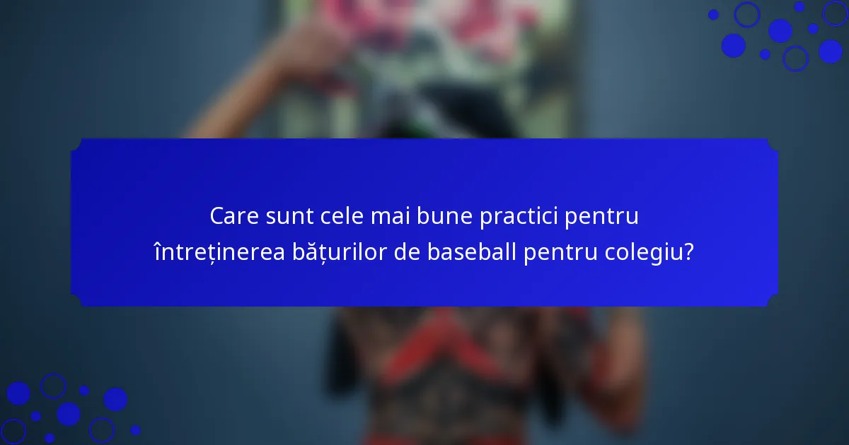 Care sunt cele mai bune practici pentru întreținerea bățurilor de baseball pentru colegiu?