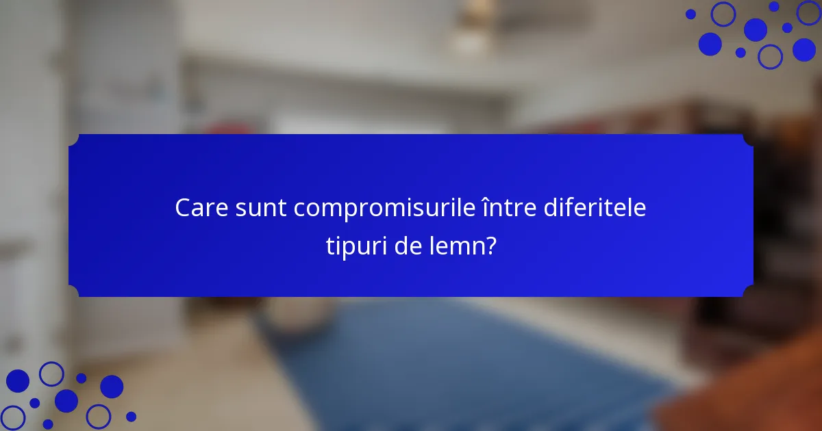 Care sunt compromisurile între diferitele tipuri de lemn?