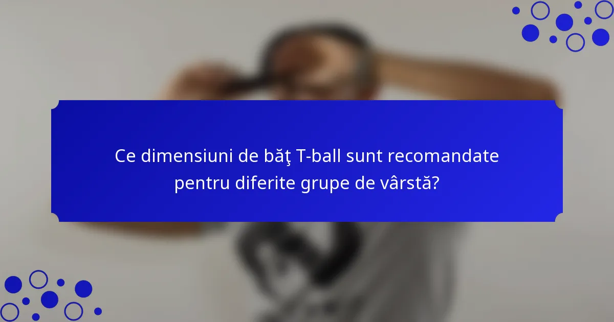 Ce dimensiuni de băţ T-ball sunt recomandate pentru diferite grupe de vârstă?