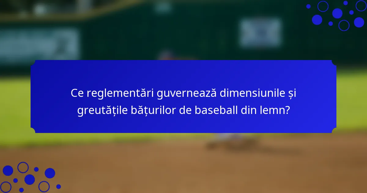 Ce reglementări guvernează dimensiunile și greutățile bățurilor de baseball din lemn?