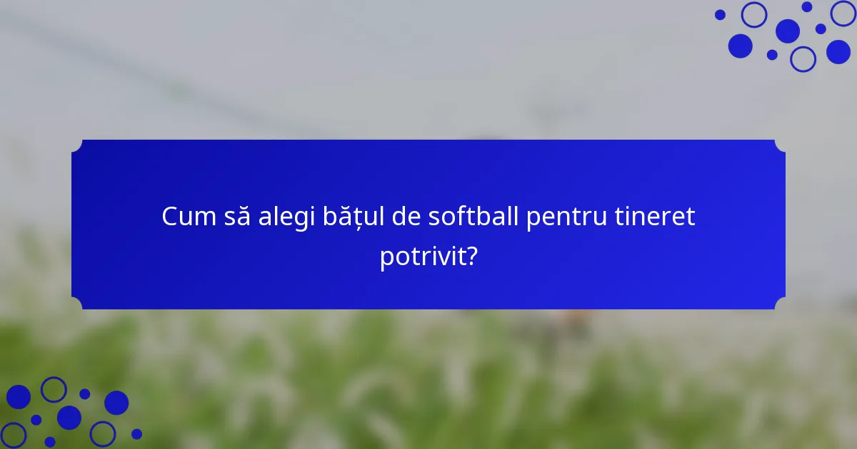 Cum să alegi bățul de softball pentru tineret potrivit?